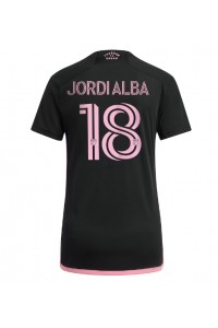 Inter Miami Jordi Alba #18 Jalkapallovaatteet Naisten Vieraspaita 2023-24 Lyhythihainen